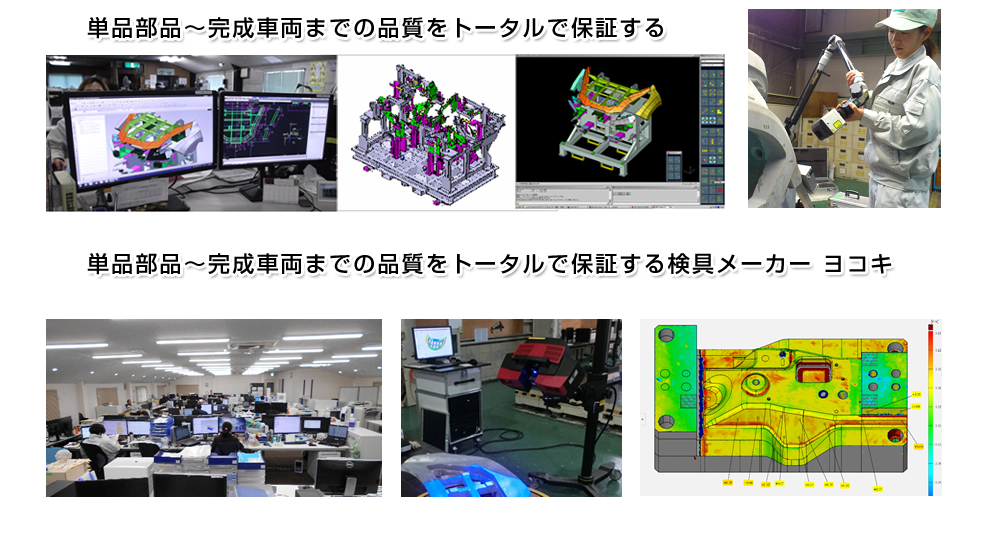 単品部品～完成車両までの品質をトータルで保証する 単品部品～完成車両までの品質をトータルで保証する検具メーカー ヨコキ